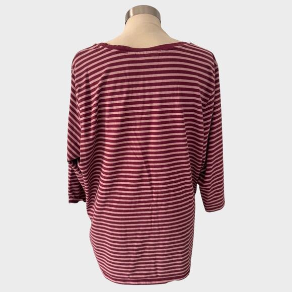 D & Co. Active Womens 2X 3/4 Sleeve Pink Stripe Top Cotton Spandex - Picture 6 of 9